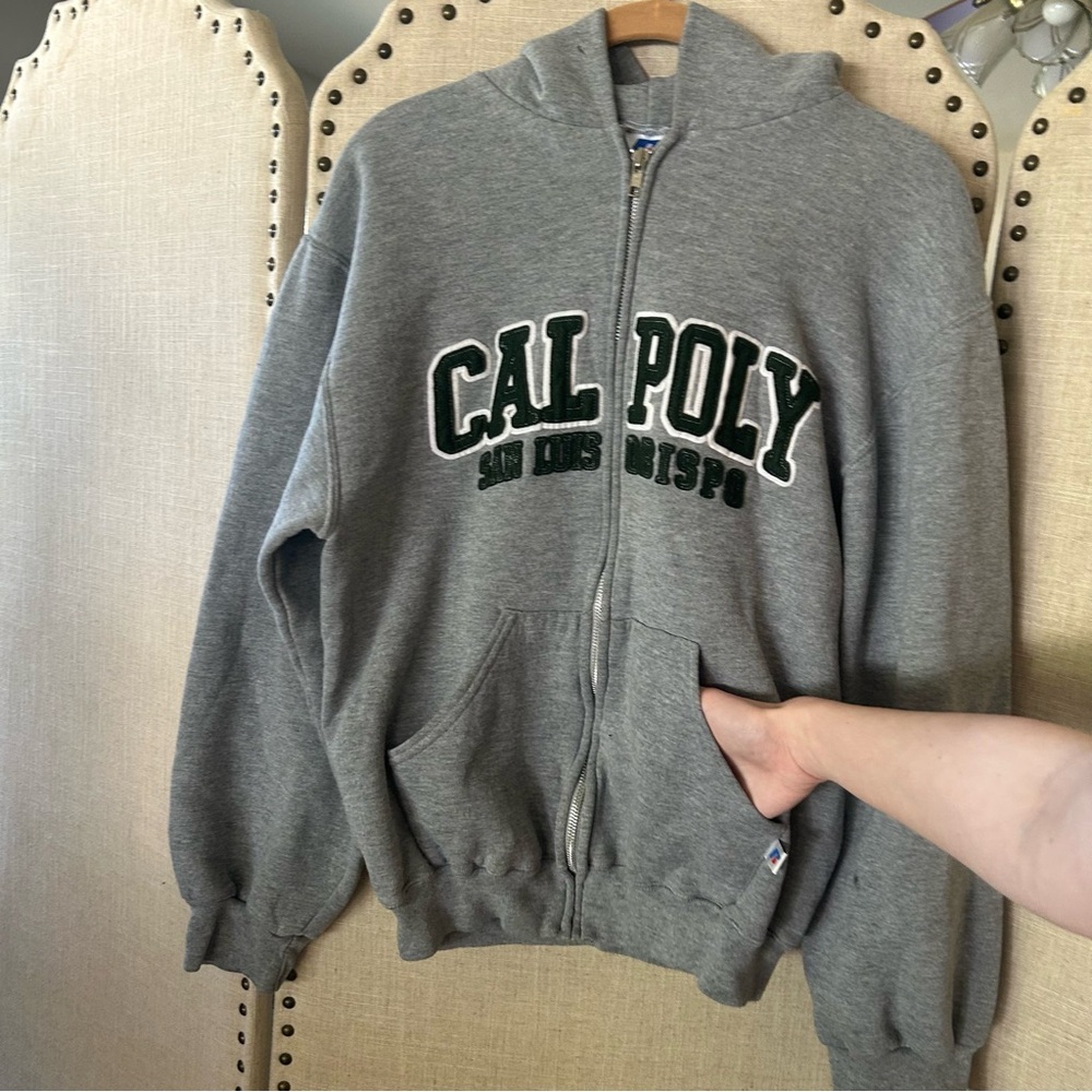 Cal Poly Gray Zip Up Hoodie - Picture 3 of 16